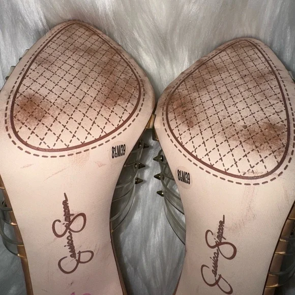Jessica Simpson Nude/Gold Studded Sandals - Picture 6 of 8